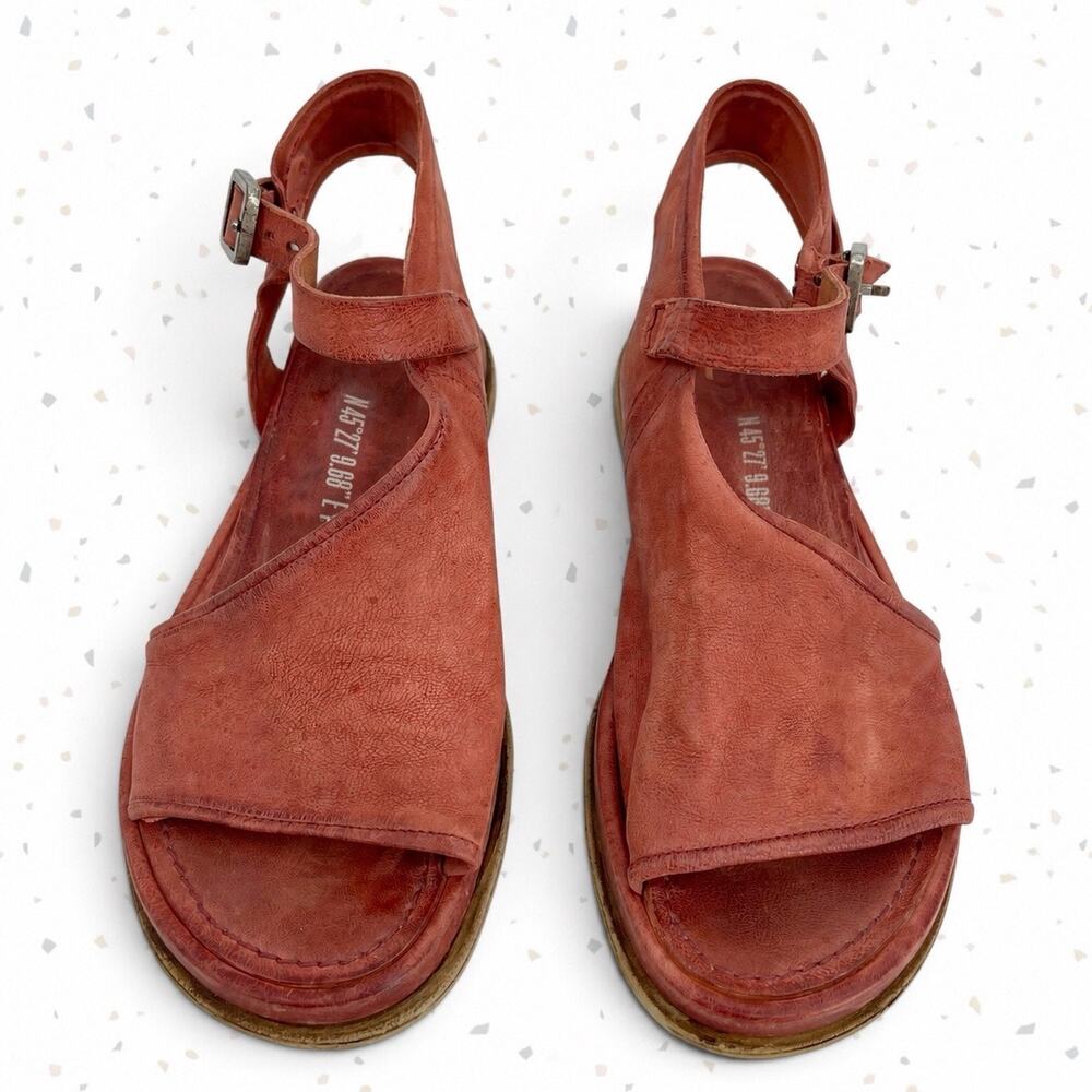 A.S.98 Phil Sandals Rust Red Orange Leather Boho Earthy Festival Flats Size 38